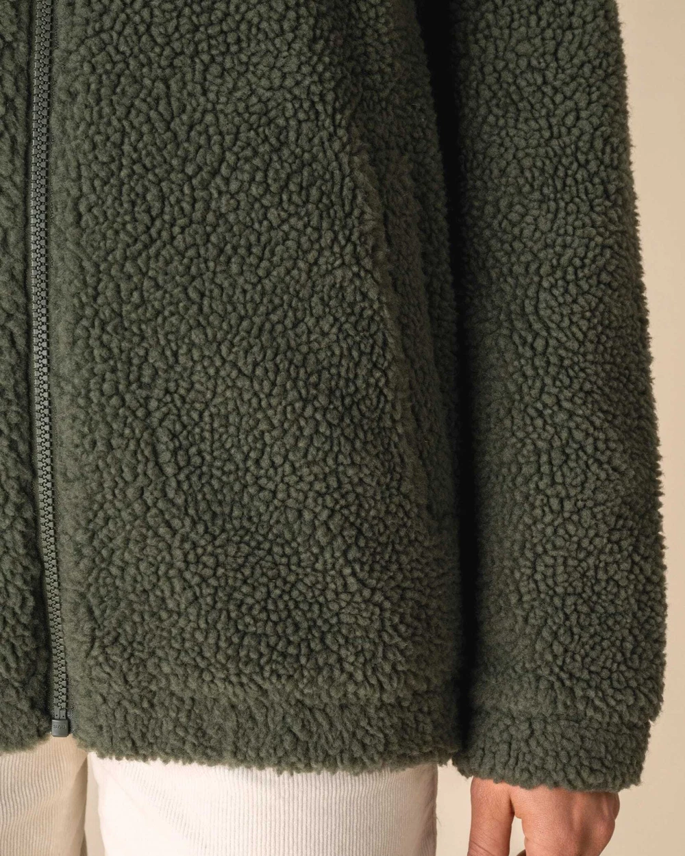 SPASSO Unisex-Sweatshirt aus Sherpa mit Reißverschluss und überschnittenen Schultern Polar Fleeces personalisierbar