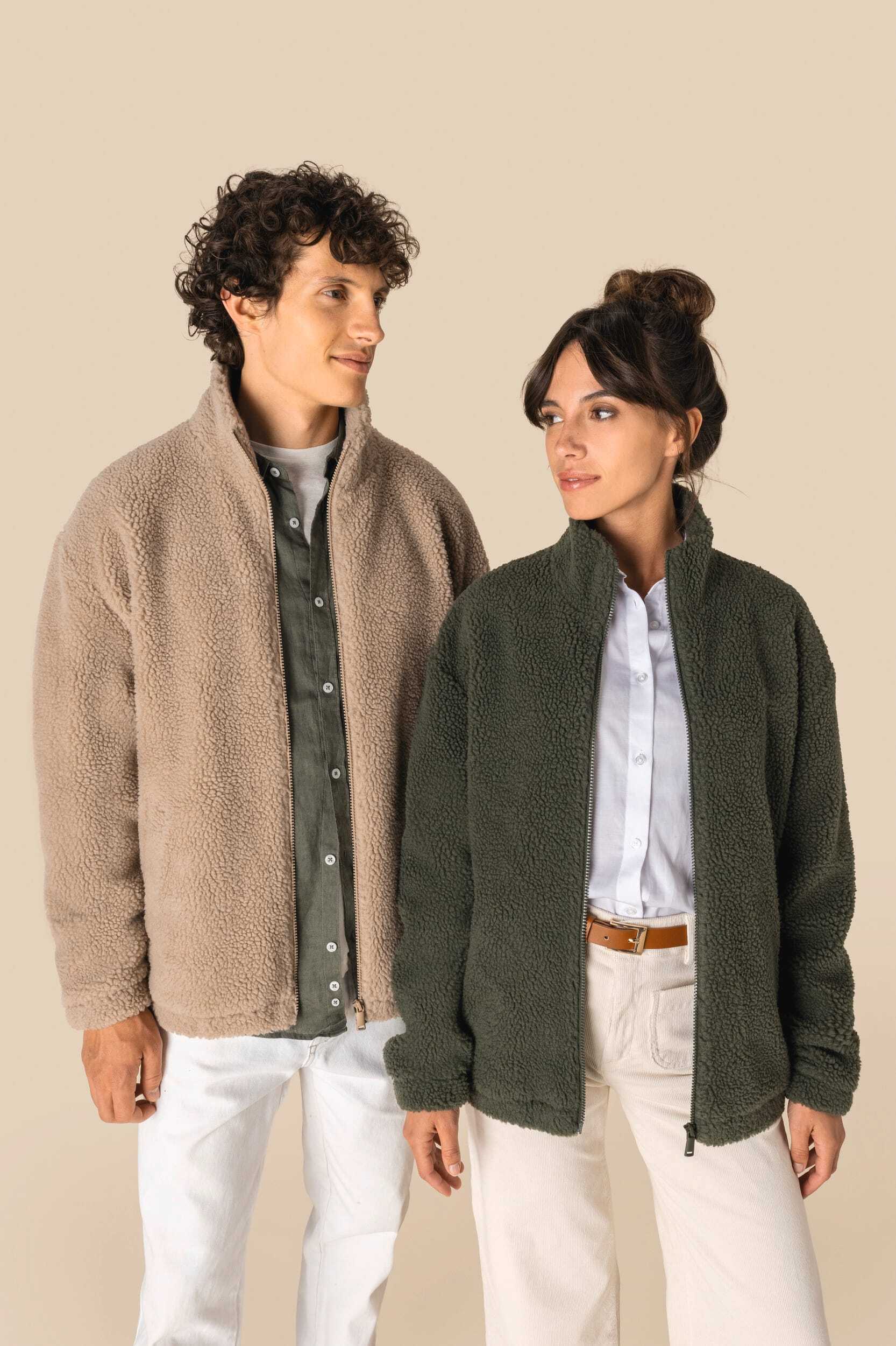 Polar Fleeces SPASSO Uniseks sweater van sherpa met rits en afhangende schouders voor bedrukking &amp; borduring