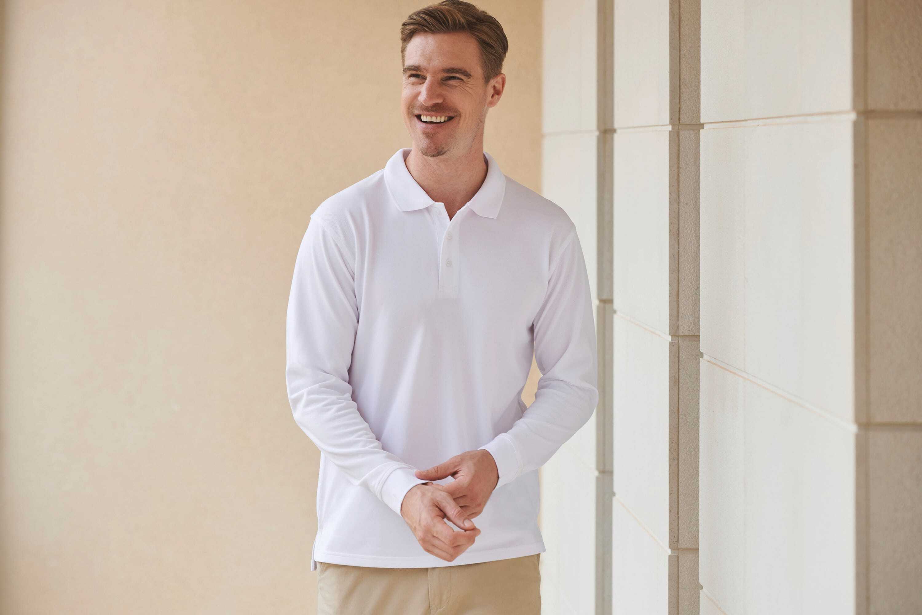 HENBURY Unisex Coolplus® Long-Sleeved Polo Shirt Poloshirts personalisierbar