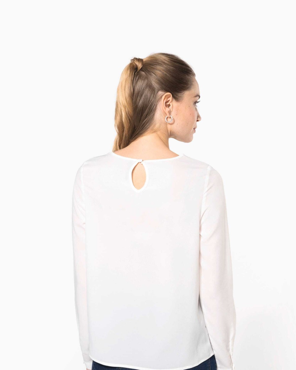 KARIBAN Langarm-Kreppbluse für Damen T-Shirts personalisierbar