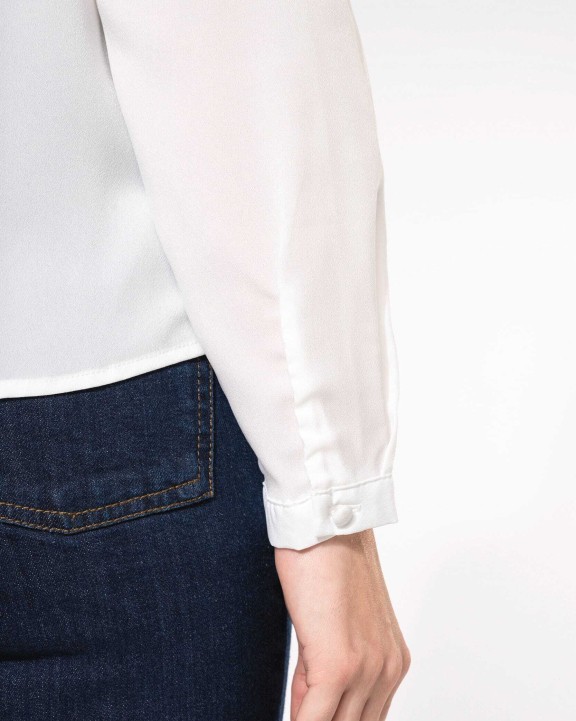 T-shirts KARIBAN Damesblouse in crêpe met lange mouwen voor bedrukking &amp; borduring
