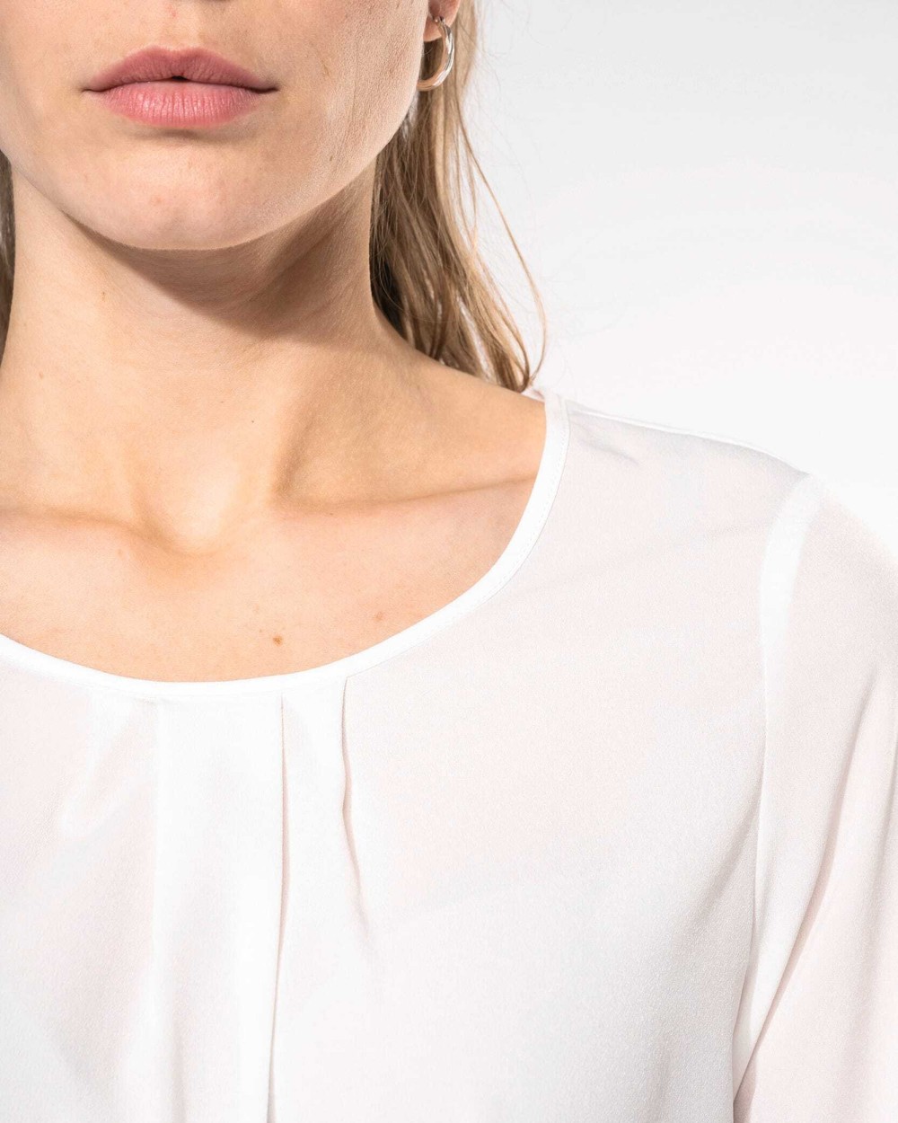 T-shirts KARIBAN Damesblouse in crêpe met lange mouwen voor bedrukking &amp; borduring