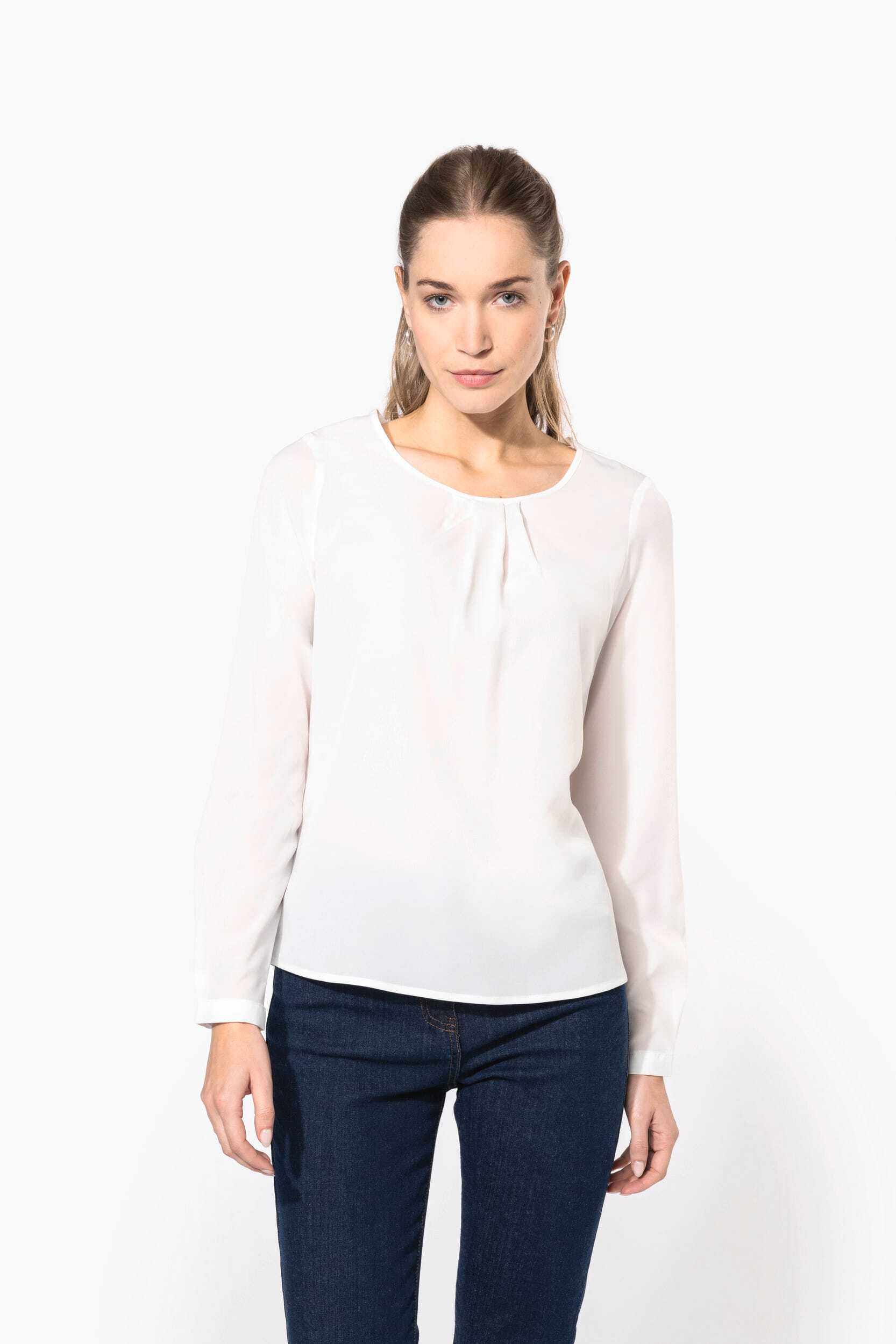 T-Shirts personnalisable KARIBAN Blouse crêpe manches longues femme