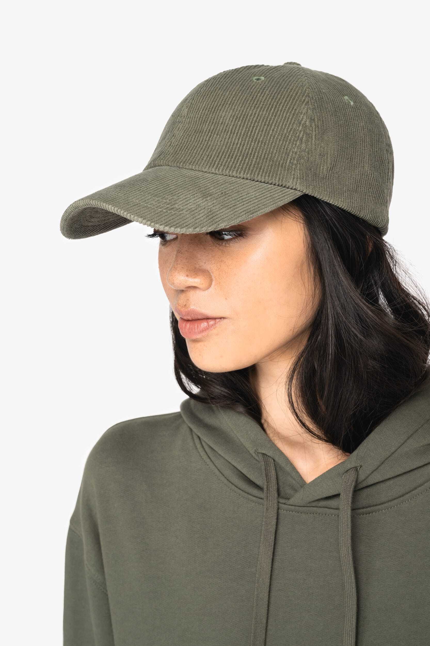 Petjes NATIVE SPIRIT Ecologische uniseks pet met 6 panelen in ribfluweel voor bedrukking &amp; borduring