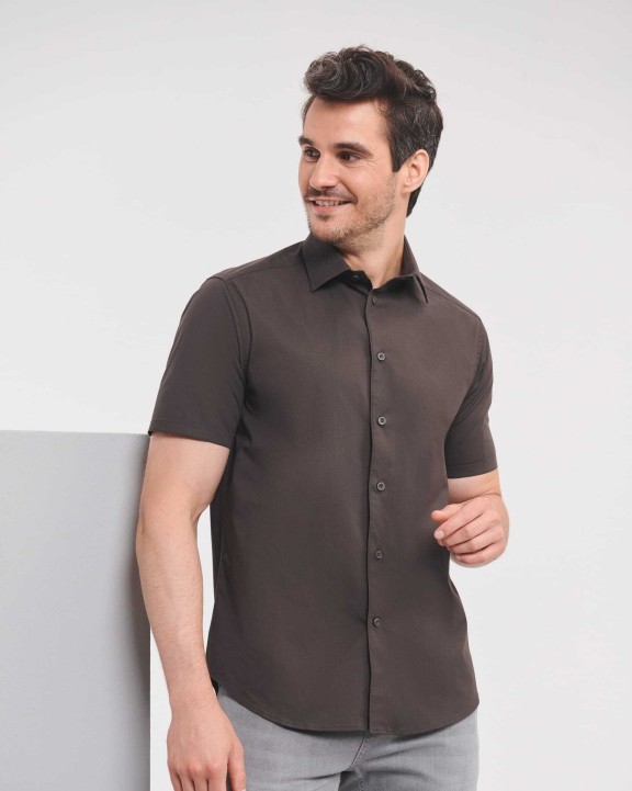 RUSSELL Men's Short Sleeve Easy Care Fitted Shirt Hemden personalisierbar