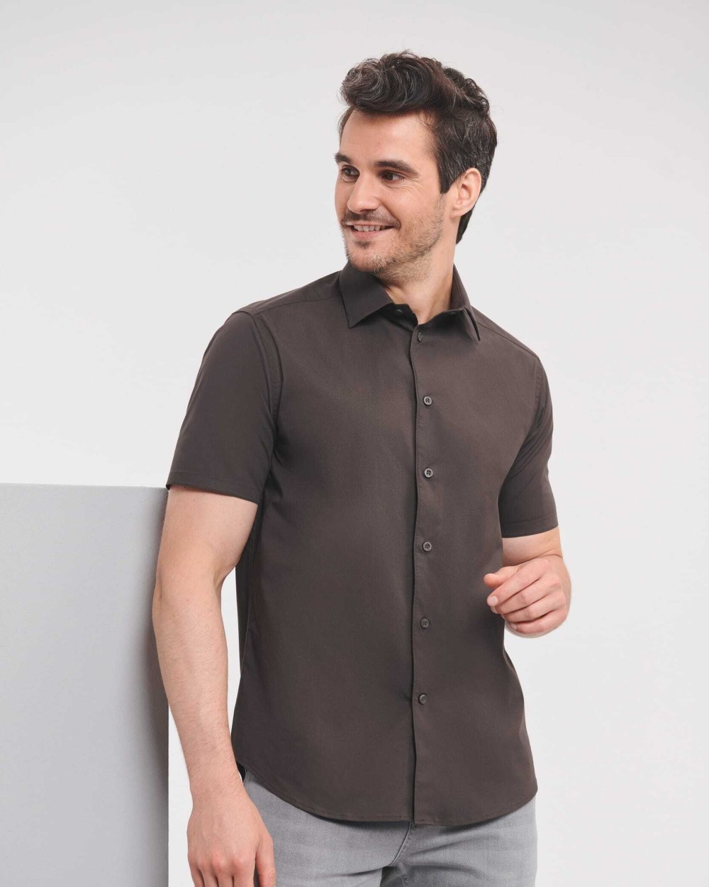 Hemden RUSSELL Men's Easy Care Fitted overhemd met korte mouwen voor bedrukking &amp; borduring