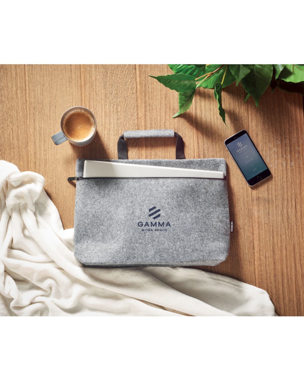 Tassen & Zakken 4DO RPET vilt laptop tas met rits voor bedrukking &amp; borduring