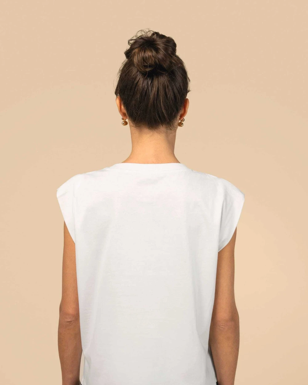 T-shirts SPASSO Dames-T-shirt van verantwoorde materialen zonder mouwen met schoudervullingen voor bedrukking &amp; borduring