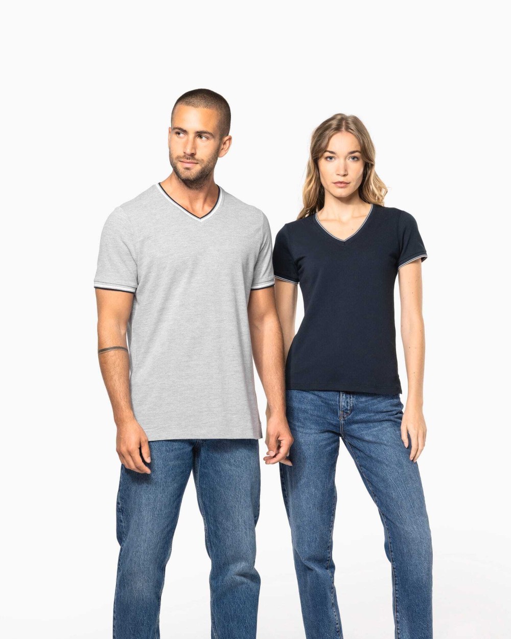 T-shirts KARIBAN Heren-T-shirt piqué V-hals voor bedrukking &amp; borduring