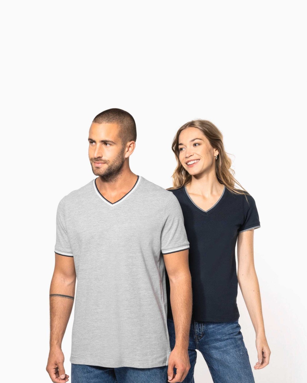 T-shirts KARIBAN Heren-T-shirt piqué V-hals voor bedrukking &amp; borduring