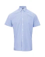 PREMIER Mens microcheck (Gingham) Short Sleeve Shirt Cotton Hemden personalisierbar