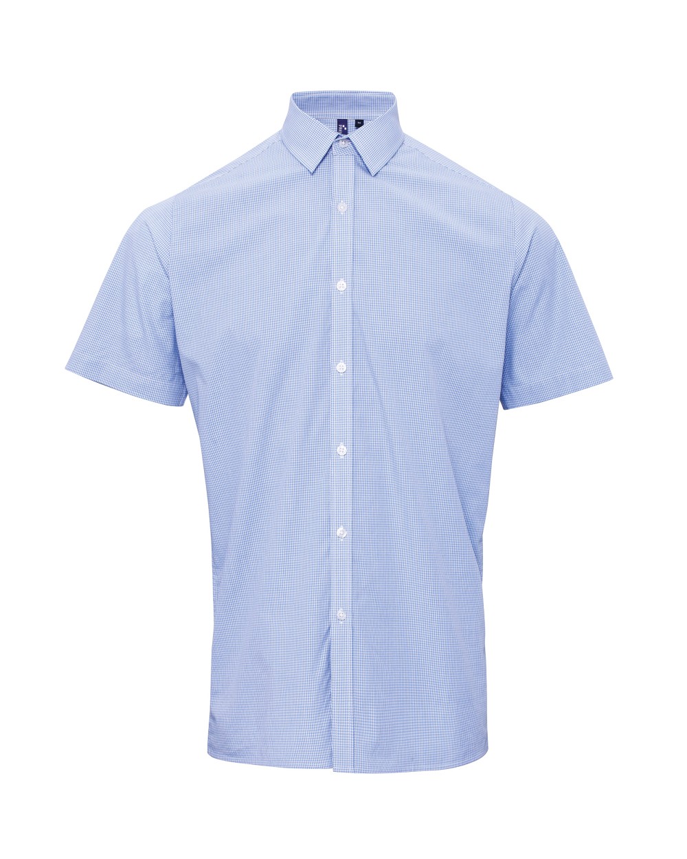 PREMIER Mens microcheck (Gingham) Short Sleeve Shirt Cotton Hemden personalisierbar