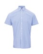PREMIER Mens microcheck (Gingham) Short Sleeve Shirt Cotton Hemden personalisierbar