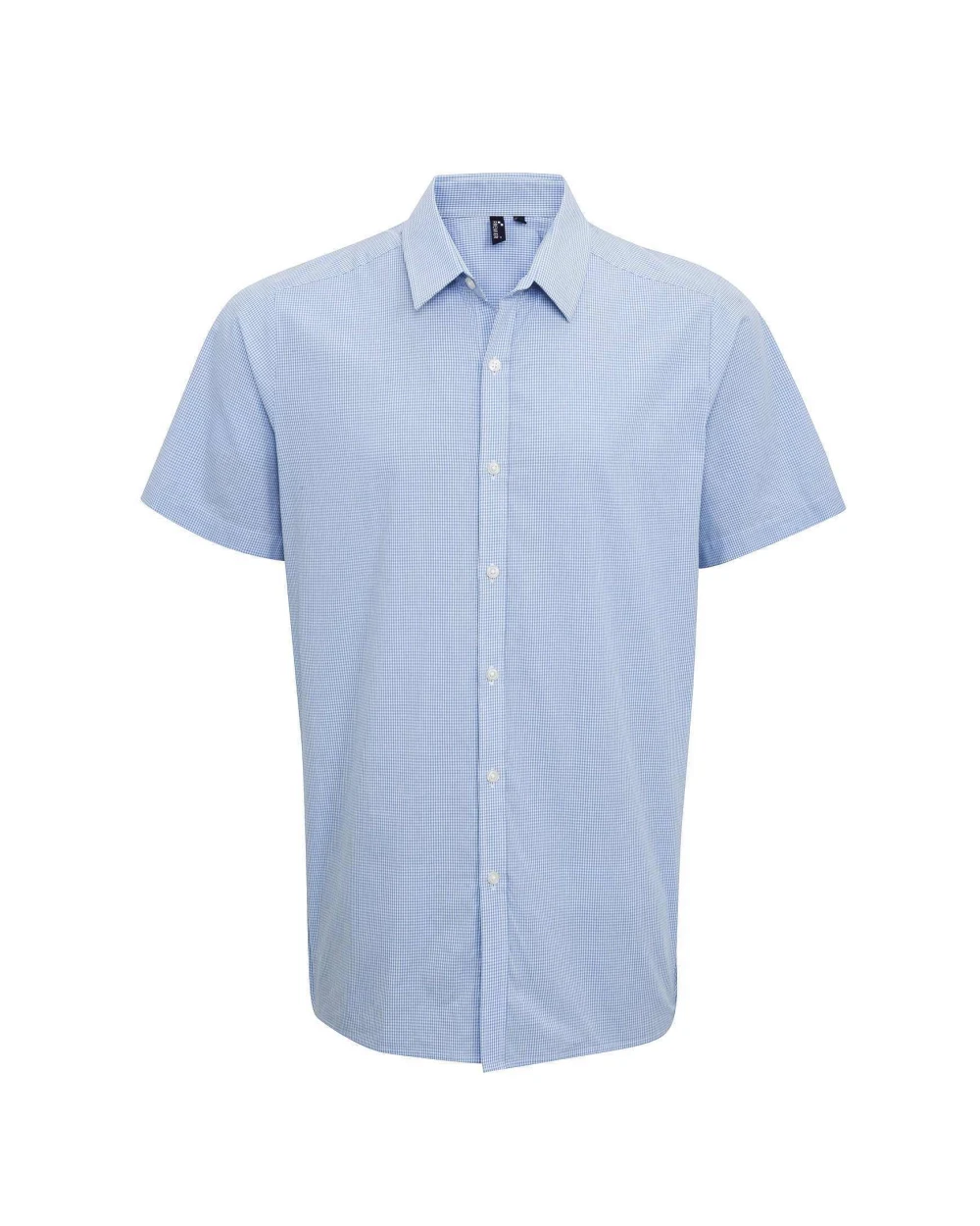 PREMIER Mens microcheck (Gingham) Short Sleeve Shirt Cotton Hemden personalisierbar