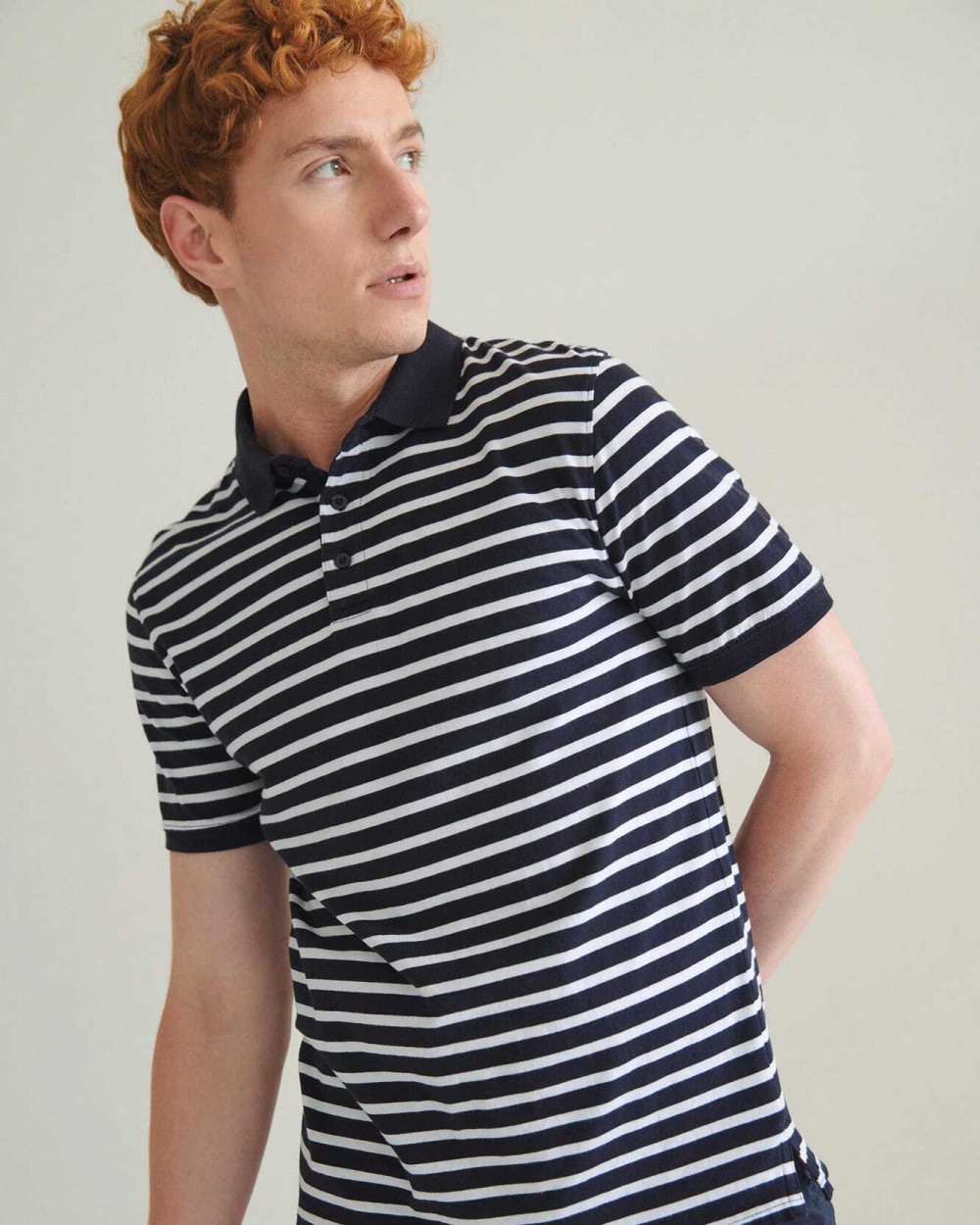 FRONT ROW Gestreiftes Jersey-Polohemd Poloshirts personalisierbar