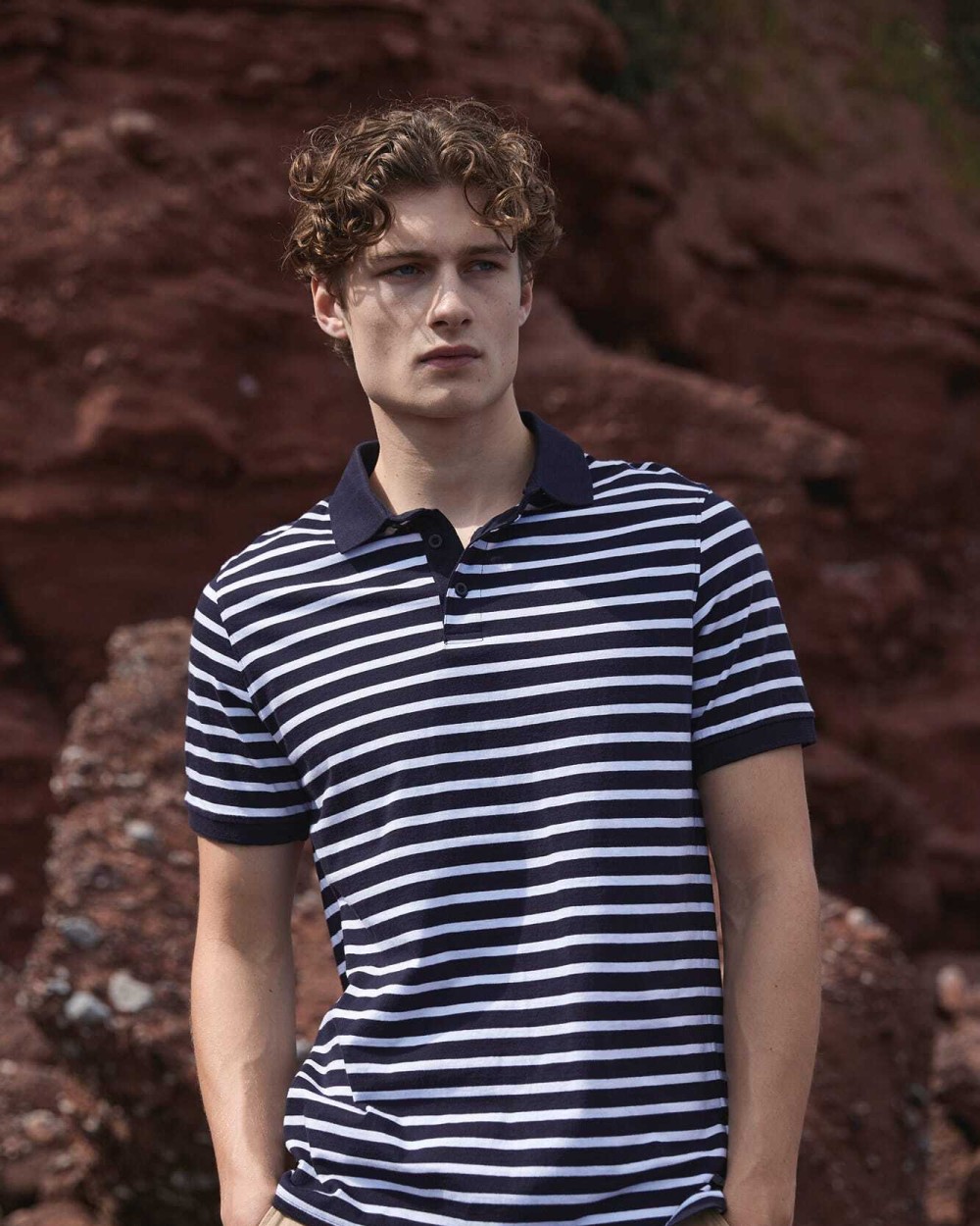 FRONT ROW Gestreiftes Jersey-Polohemd Poloshirts personalisierbar