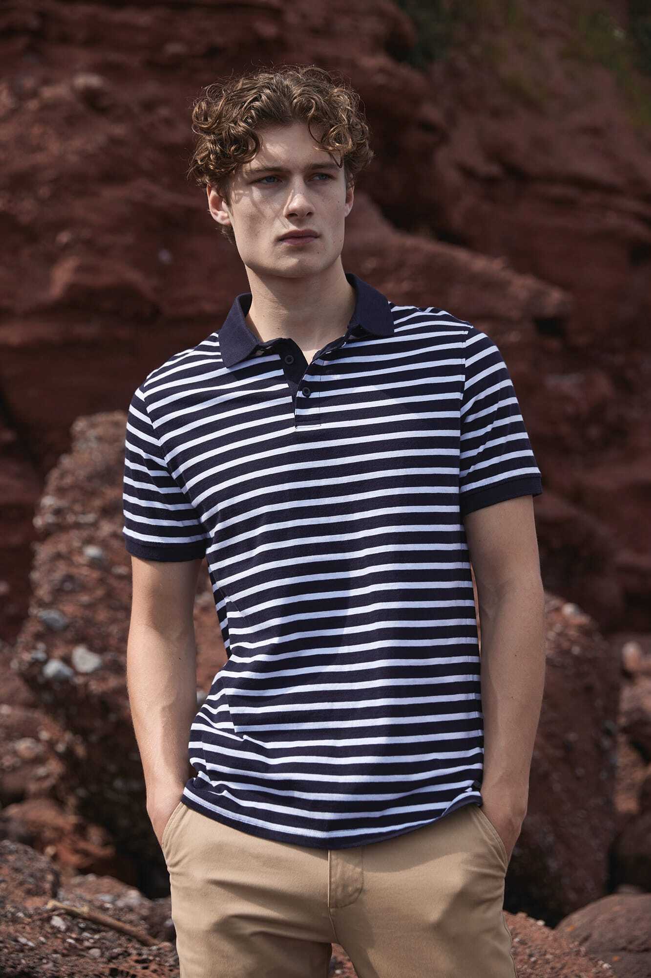 Polo's FRONT ROW Gestreepte jersey polo voor bedrukking &amp; borduring