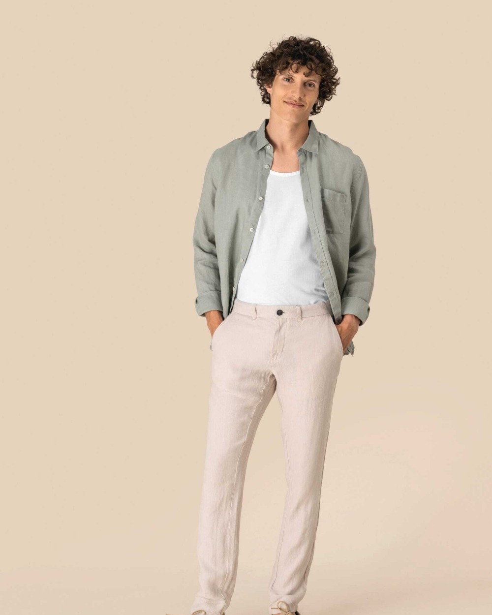 Broeken SPASSO Linnen broek heren voor bedrukking &amp; borduring
