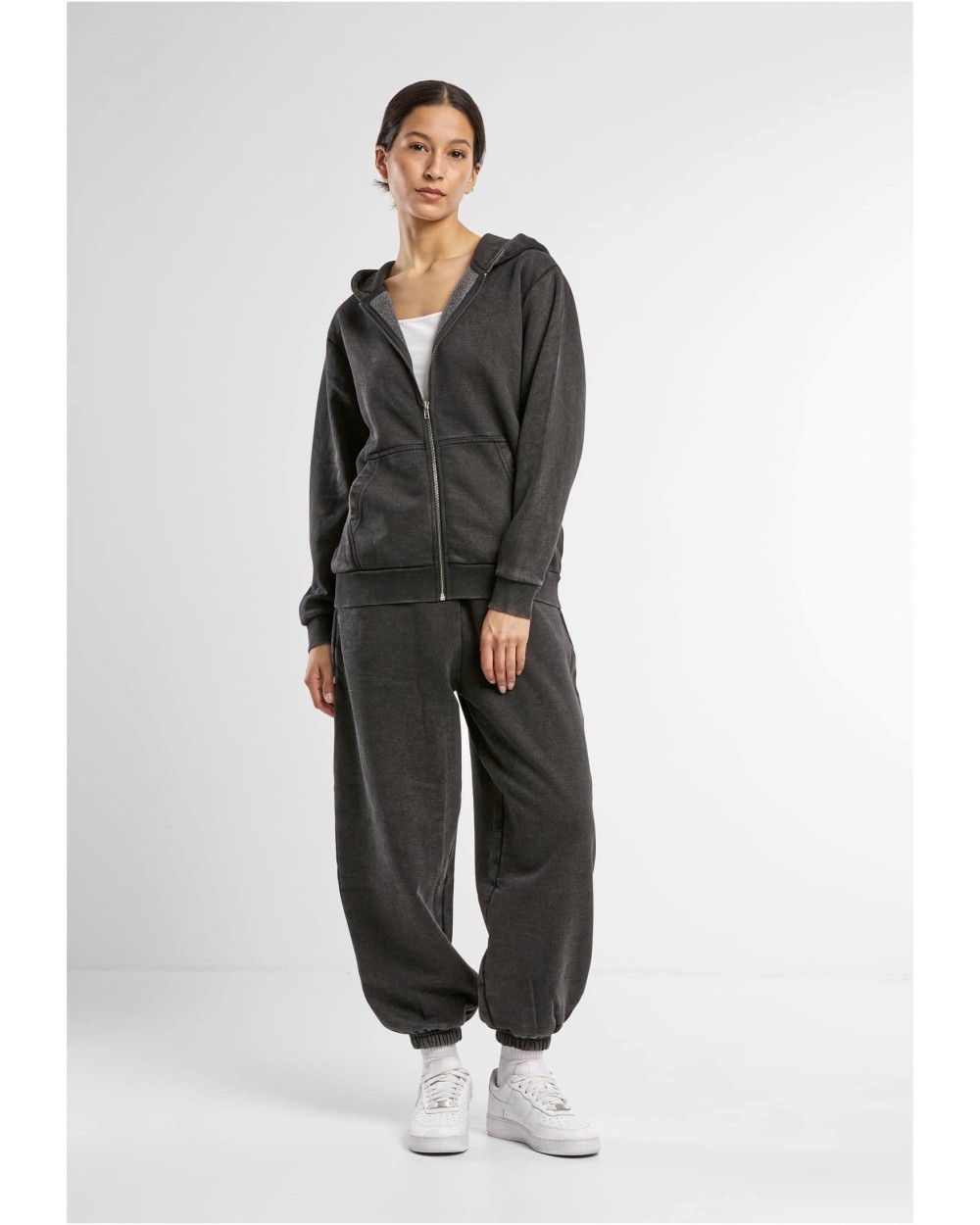 Sweaters & hoodies BUILD YOUR BRAND Ladies Vintage Heavy Zip Hoody voor bedrukking &amp; borduring