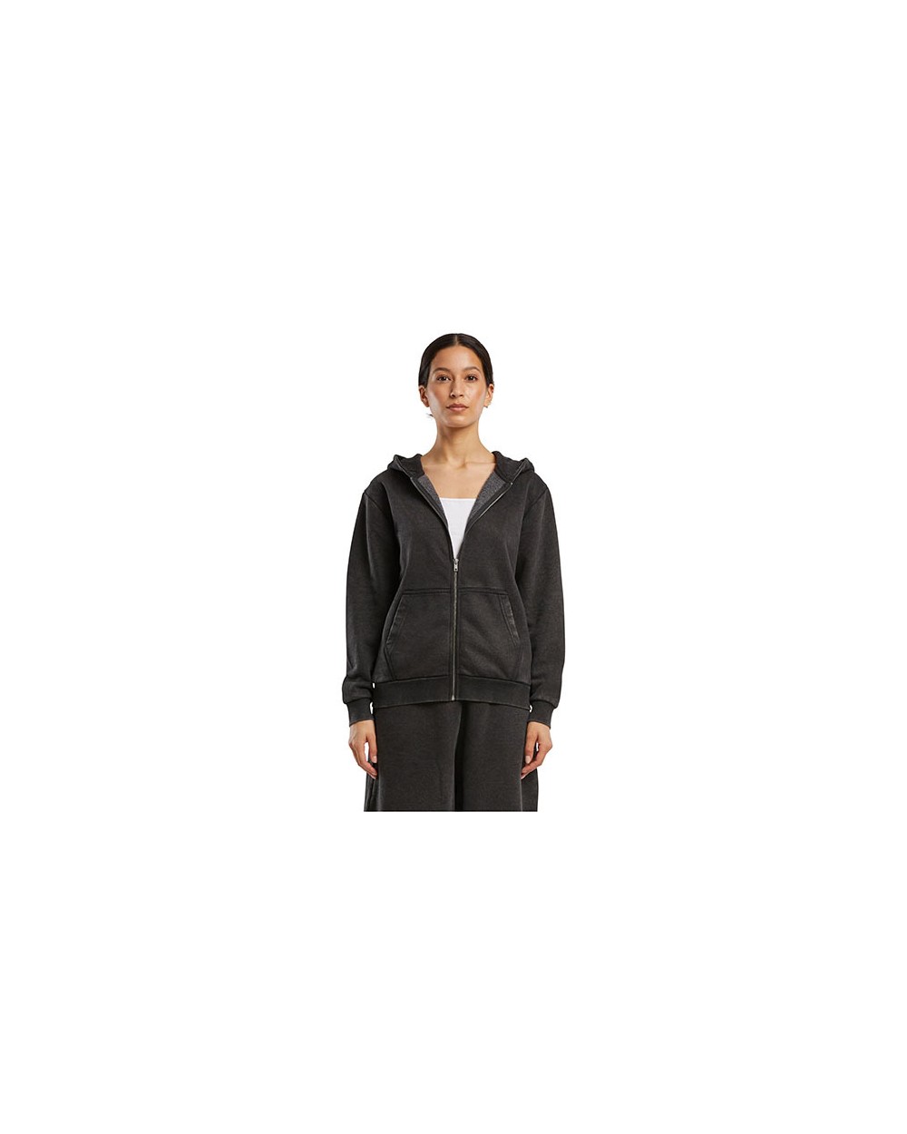 Sweaters & hoodies BUILD YOUR BRAND Ladies Vintage Heavy Zip Hoody voor bedrukking &amp; borduring