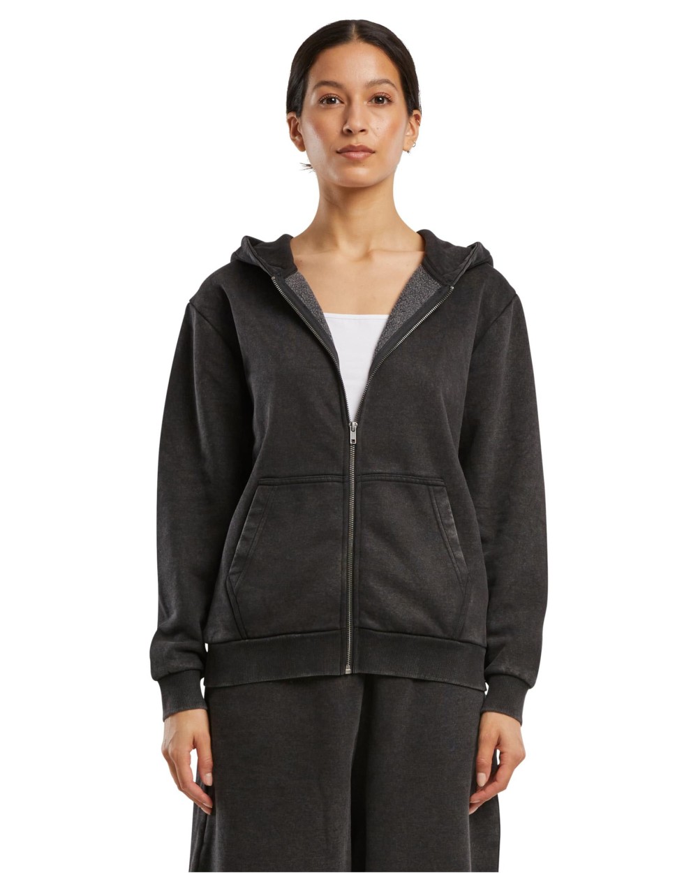 Sweaters & hoodies BUILD YOUR BRAND Ladies Vintage Heavy Zip Hoody voor bedrukking &amp; borduring