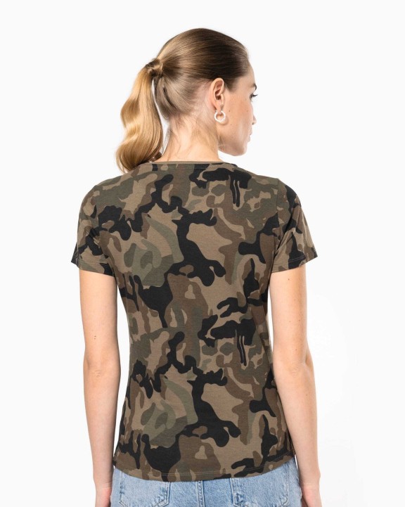 KARIBAN Damen-T-Shirt Camo mit kurzen Ärmeln T-Shirts personalisierbar