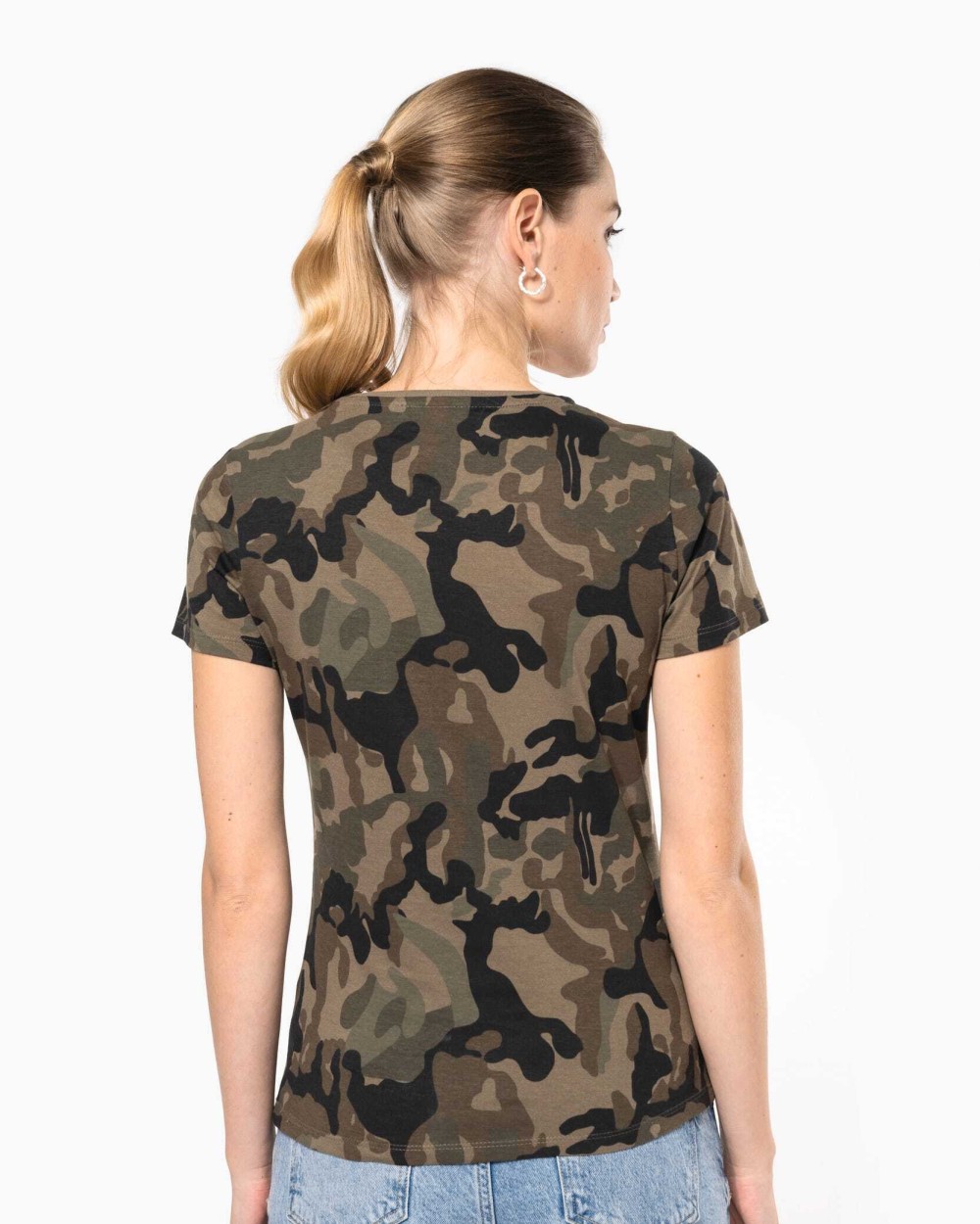 T-shirts KARIBAN Dames-t-shirt camo korte mouwen voor bedrukking &amp; borduring