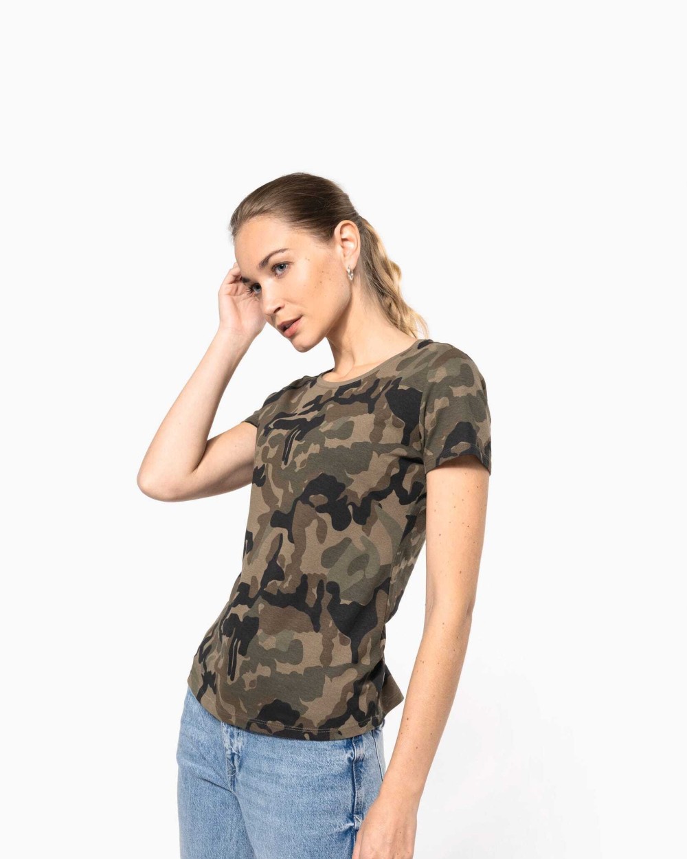 T-Shirts personnalisable KARIBAN T-shirt camo manches courtes femme
