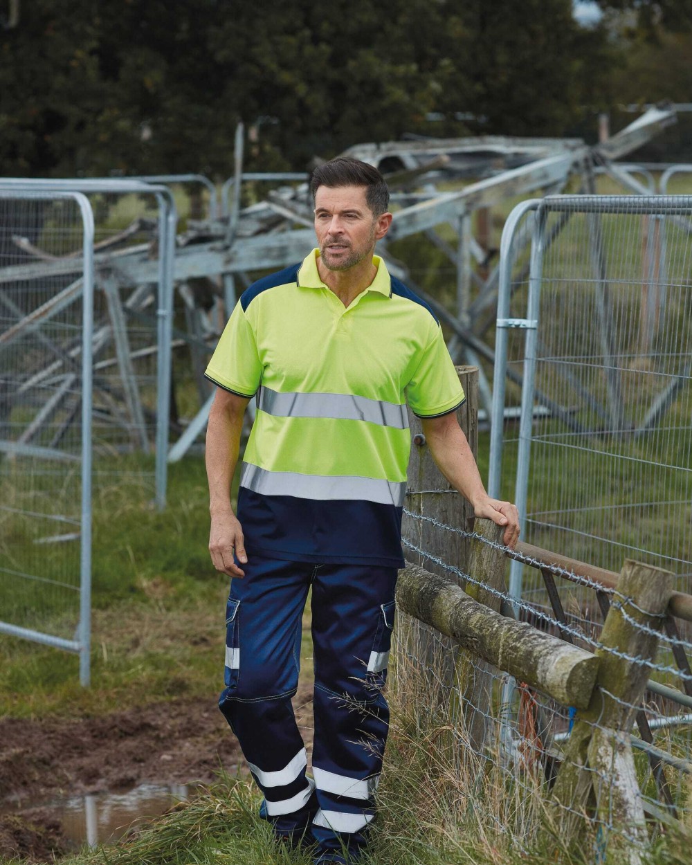 YOKO Zweifarbiges HiViz-Polohemd Poloshirts personalisierbar