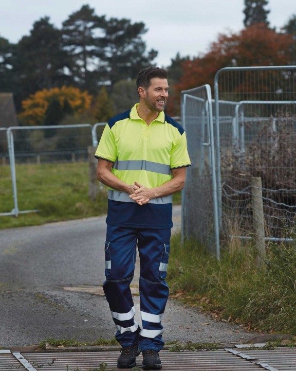 YOKO Zweifarbiges HiViz-Polohemd Poloshirts personalisierbar