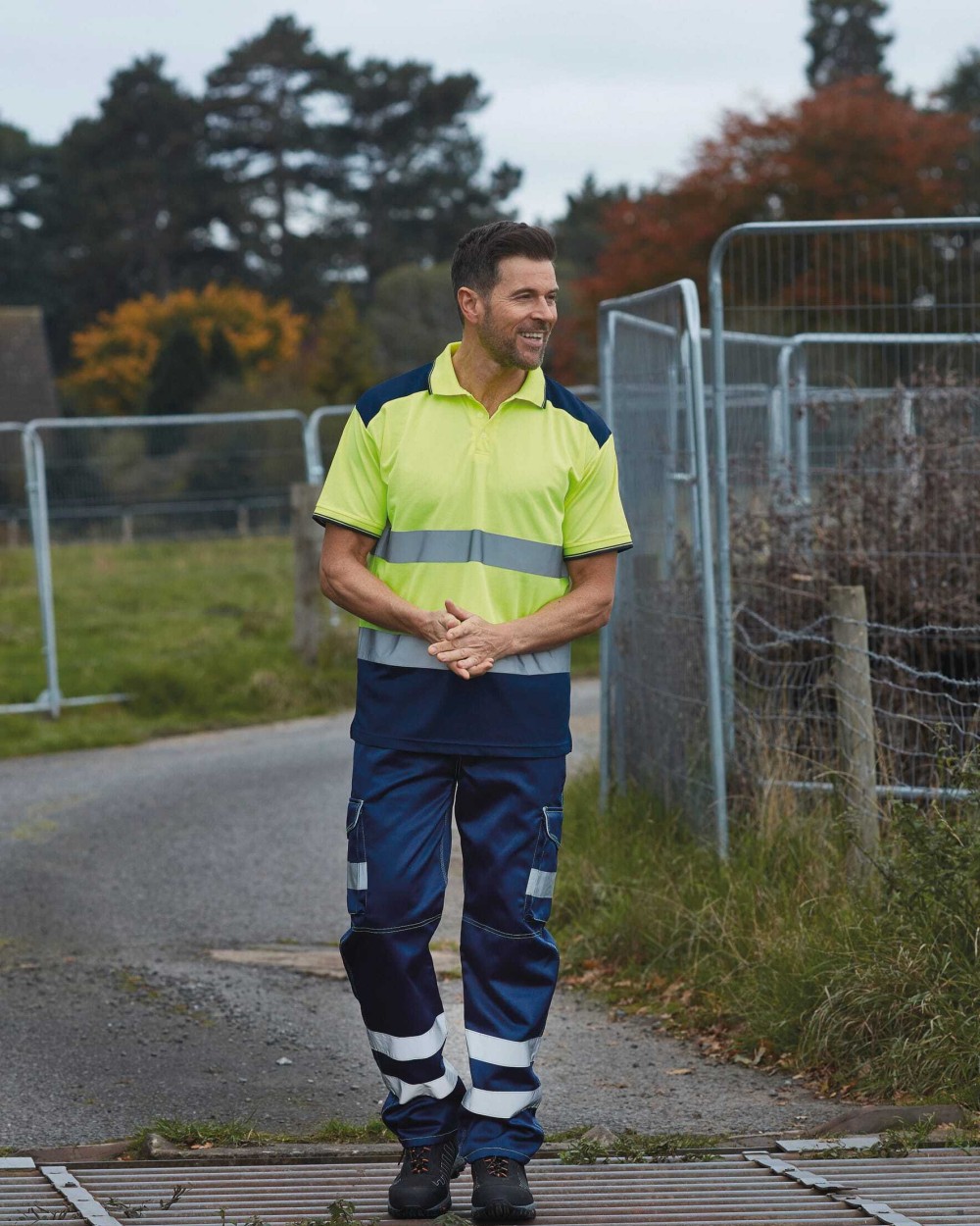 YOKO Zweifarbiges HiViz-Polohemd Poloshirts personalisierbar