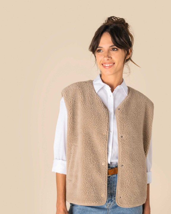 Vestes personnalisable SPASSO Veste sans manches en sherpa femme