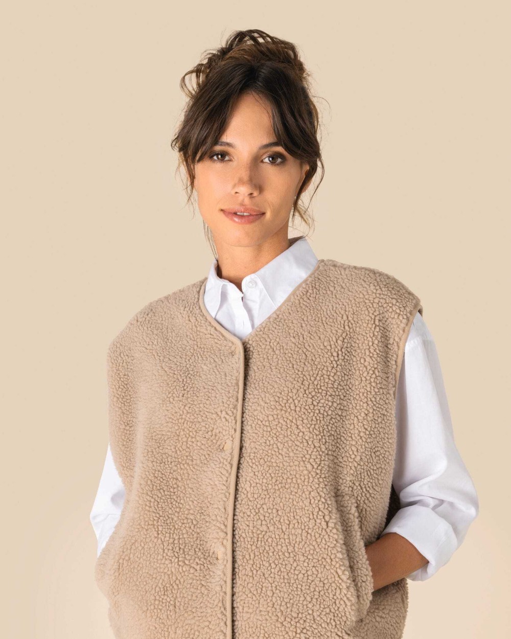 Polar Fleeces SPASSO Mouwloos sherpa damesjasje voor bedrukking &amp; borduring