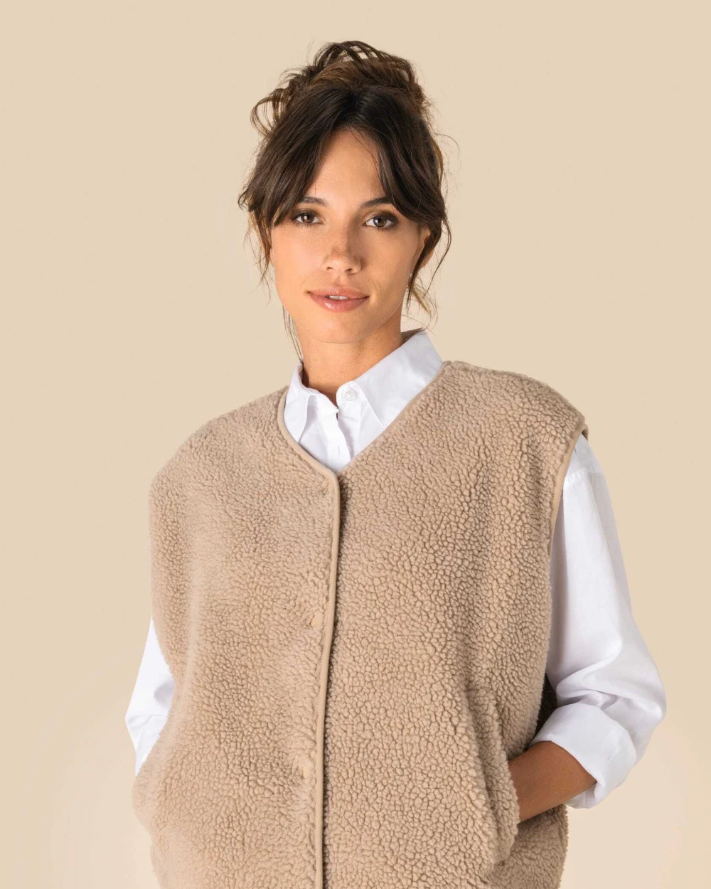 Polar Fleeces SPASSO Mouwloos sherpa damesjasje voor bedrukking &amp; borduring