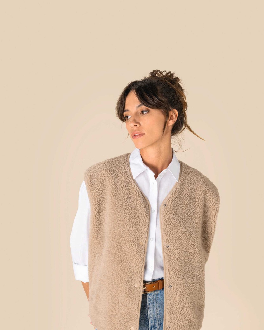 Laines polaires personnalisable SPASSO Veste sans manches en sherpa femme