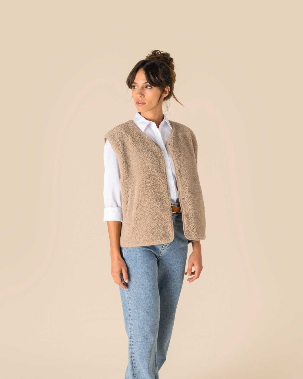 Laines polaires personnalisable SPASSO Veste sans manches en sherpa femme