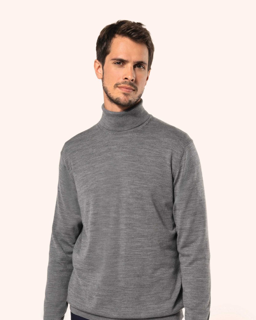 Pulls personnalisable KARIBAN Pull Mérinos col roulé homme