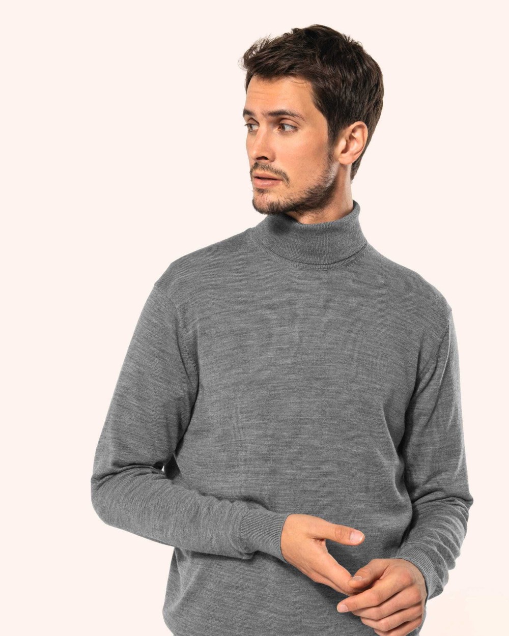 KARIBAN Merino-Herrenpullover mit Rollkragen Pullovers personalisierbar