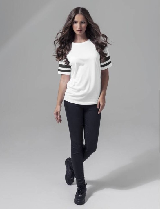 BUILD YOUR BRAND Ladies Mesh Stripe T-Shirts personalisierbar