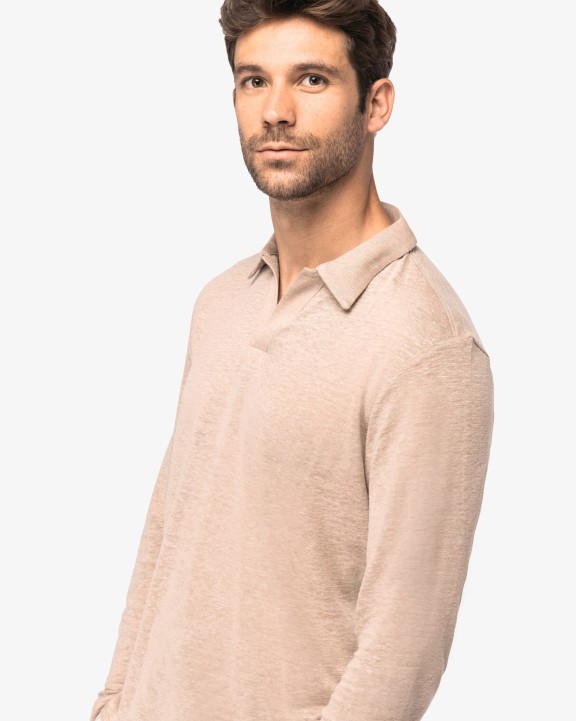 Polos personnalisable SPASSO Polo manches longues en lin homme