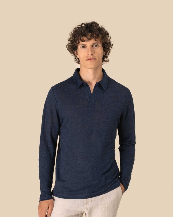 Polos personnalisable SPASSO Polo manches longues en lin homme