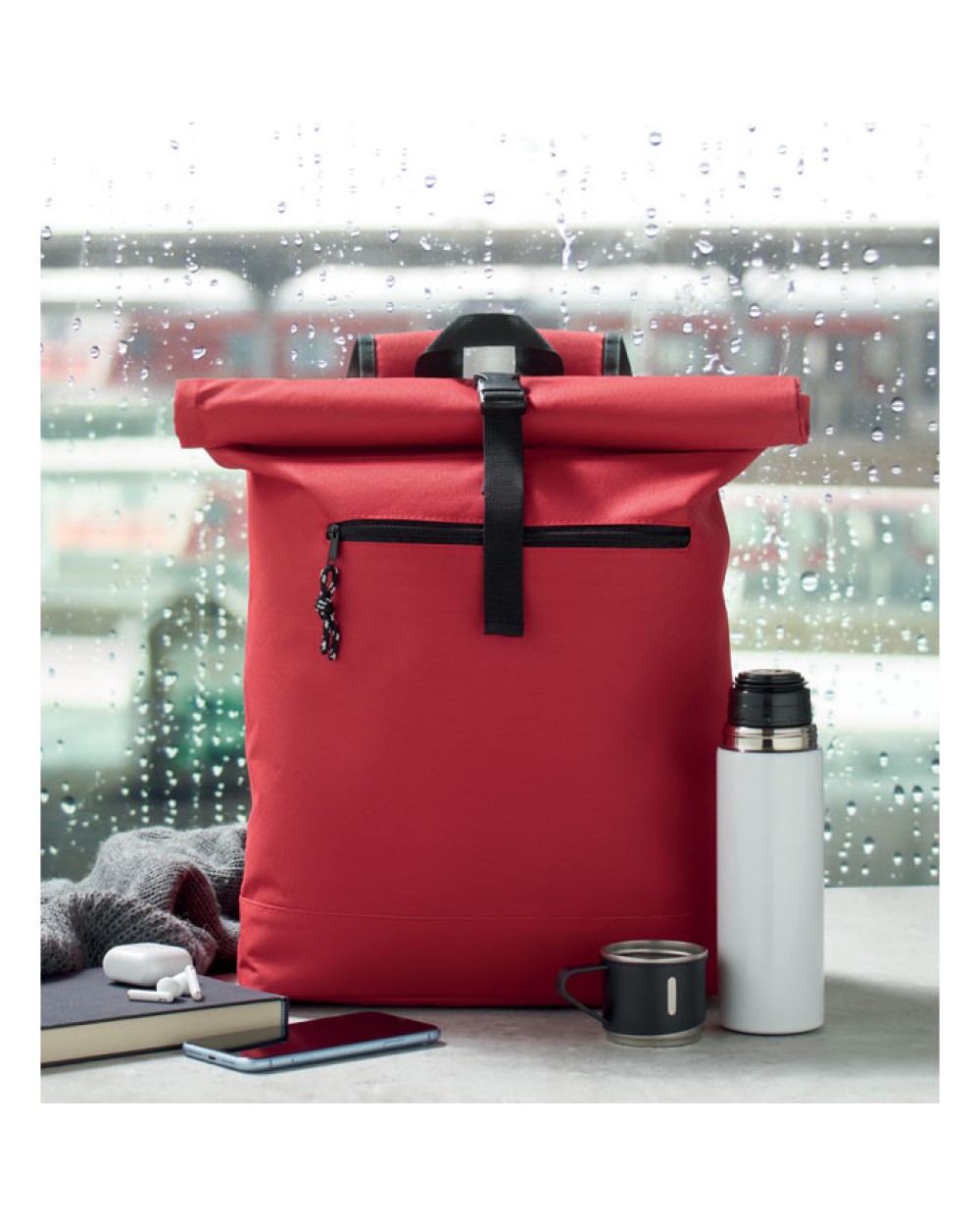 Tassen & Zakken 4DO 600D polyester rolltop rugzak voor bedrukking &amp; borduring