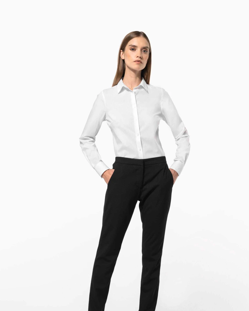 Chemises personnalisable KARIBAN Chemise popeline polycoton sans poche entretien facile femme