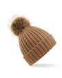 Bonnets personnalisable BEECHFIELD Bonnet epais avec pompon en fausse fourrure