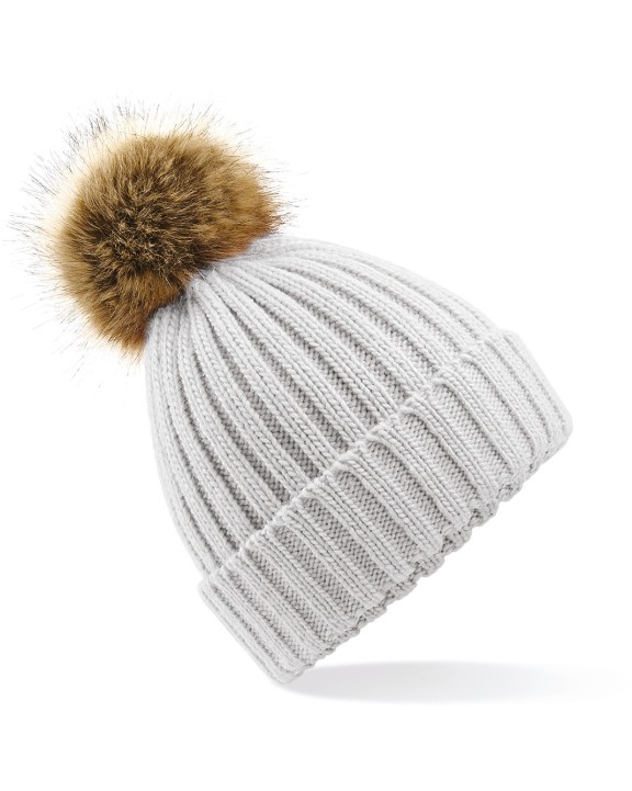 Bonnets personnalisable BEECHFIELD Bonnet epais avec pompon en fausse fourrure