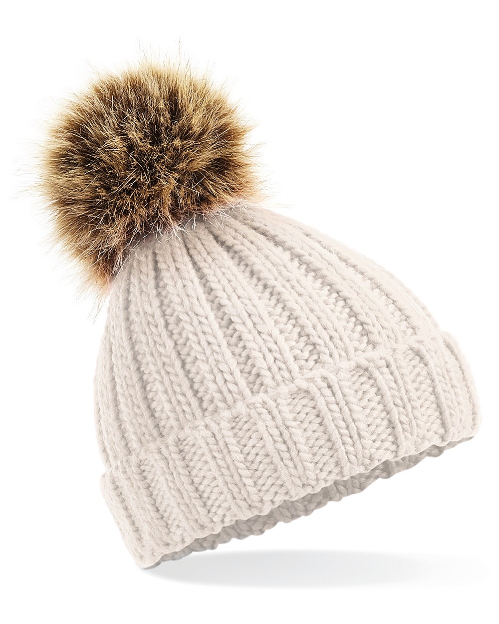 Bonnets personnalisable BEECHFIELD Bonnet epais avec pompon en fausse fourrure