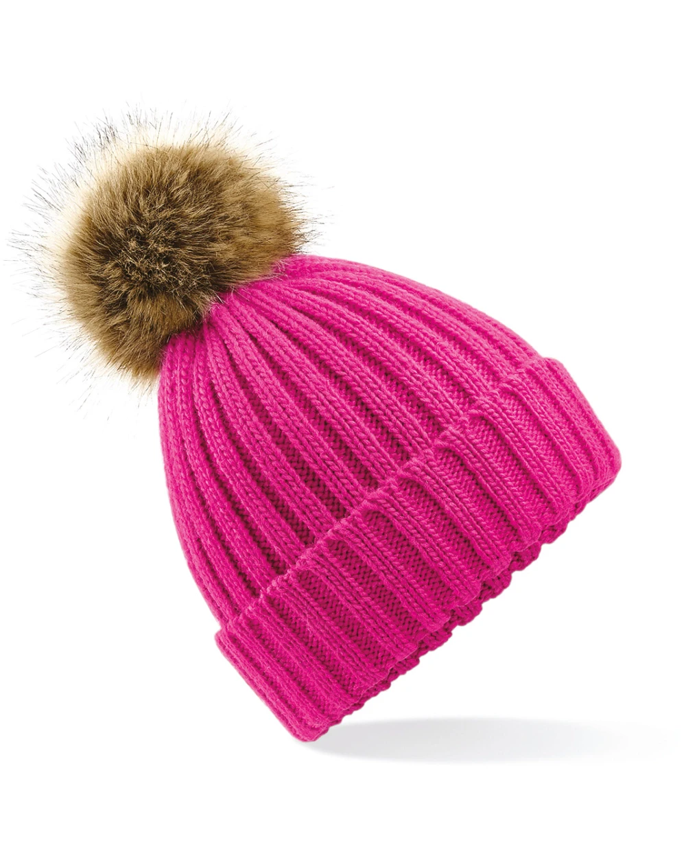Bonnets personnalisable BEECHFIELD Bonnet epais avec pompon en fausse fourrure