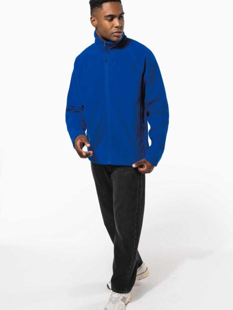 Laines polaires à personnaliser KARIBAN Veste micropolaire zippée manches raglan homme 