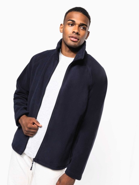Laines polaires à personnaliser KARIBAN Veste micropolaire zippée manches raglan homme 