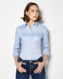 Hemden KUSTOM KIT Women's Tailored Fit Stretch Oxford Shirt LS voor bedrukking &amp; borduring